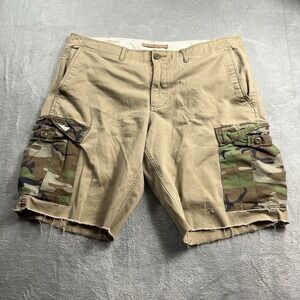 Men's Tan Cargo Shorts with Camouflage Accents